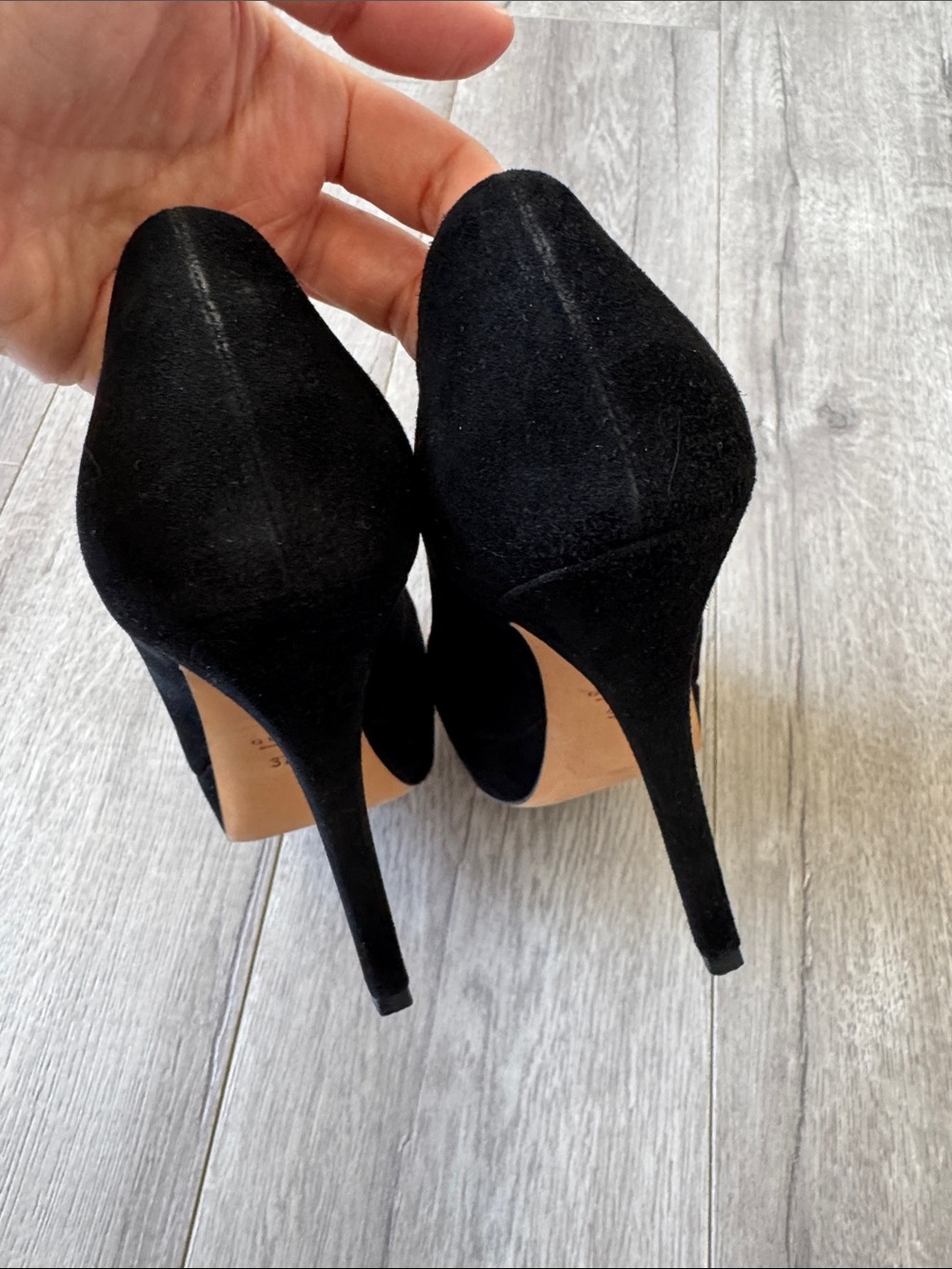 Gucci Y2K Black Suede Platform Pumps Heels Size 37.5 Coquette Girl Party Glam - Picture 6 of 10